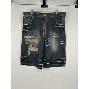 Focus Jeans Embroidered Graphic Jorts Baggy Y2K JNCO Style Skater Jean Shorts 38
